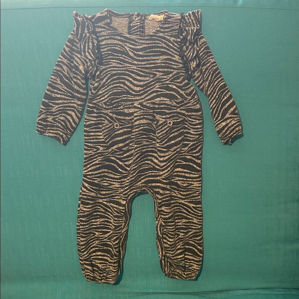 Jessica Simpson Black and White Zebra Print Kids Footie